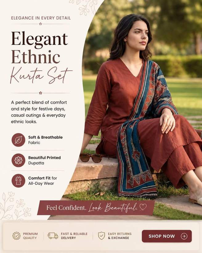 Fashion — Elegant ethnic kurta set